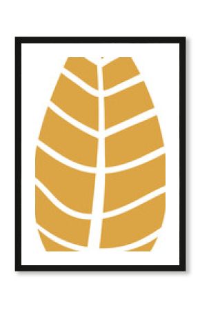 Abstract leaf-shaped icon is featuring flat design with bold vein pattern, transparent background