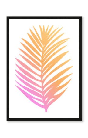 Palm frond leaf is being shown in vector design with pink-yellow gradient transparent background
