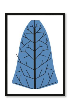 Triangular blue leaf graphic is appearing on transparent background with black vein network