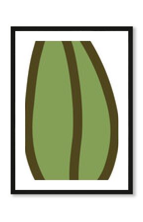 Cartoon green leaf is being shown in flat design with brown outline, vein, transparent background