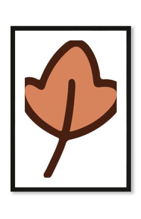Flat vector three-lobed leaf icon is showing orange fill and brown stroke, transparent background