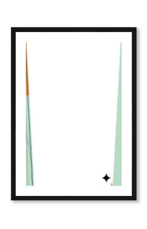 Tilted dark grey trapezoid is floating on see thru bg, mint lines, orange accent, tricolor sparkles