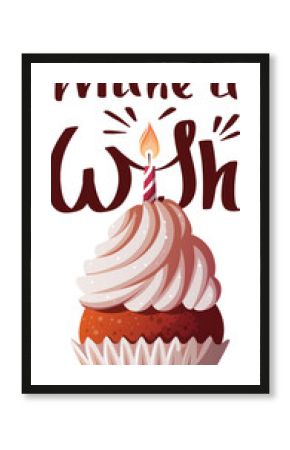 Make a wish lettering and cupcake