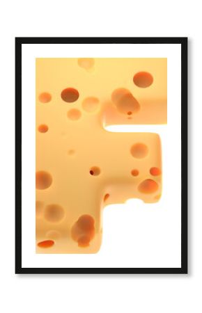 Cheesy Elegance: Stylized 3D Letter f with a Cheese Twist