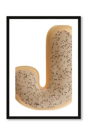 3D Render Realistic Letter J Of Alphabet Glazed Doughnut With Chocolate Sprinkles