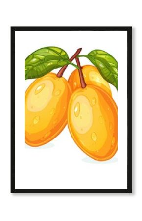 Cartoon Lettering. Fresh Mango Fruit Illustration with Vibrant Yellow Colors