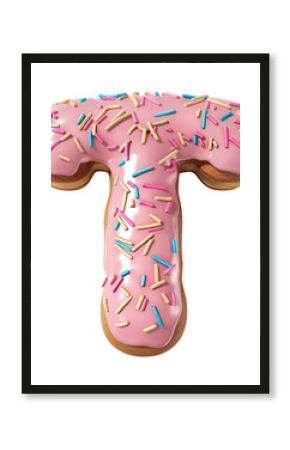 PNG Donut in Alphabet Shaped of T dessert food white background.