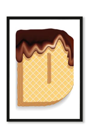 Letter D consisting of wafers with chocolate cream