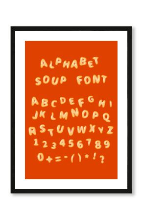 Alphabet soup font letters on red