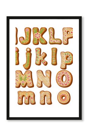 Tasty Christmas english gingerbread letters. Font for the New Year's design