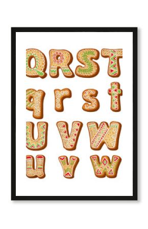 Tasty Christmas english gingerbread letters. Font for the New Year's design