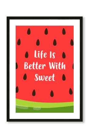 vector summer card with watermelon and lettering