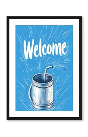 Welcome Water Cup Splash Illustration.