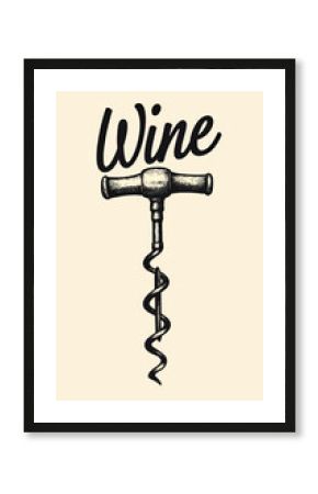 Vintage wine corkscrew with script lettering