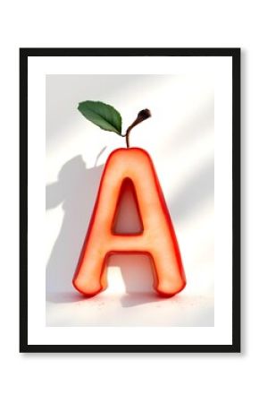 letter a with red apples