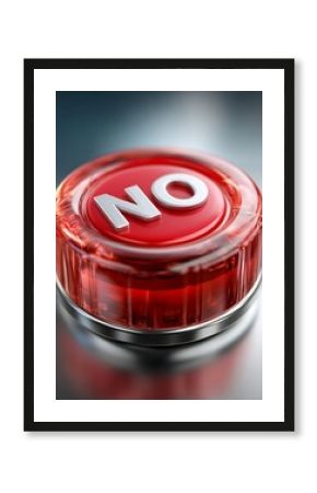 A red button with lettering. Word No in red bottom 
