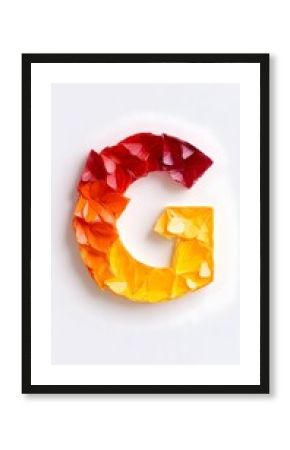 Colorful gemstone letter G, white background, gradient, design element