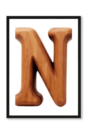 PNG Letter N wood alphabet font.