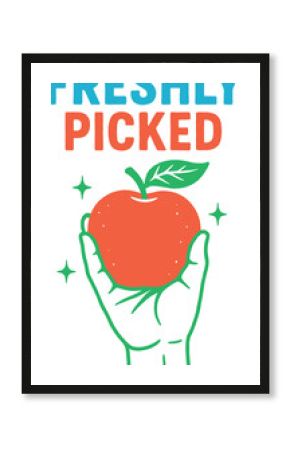 Hand holding apple flat vector bright colors