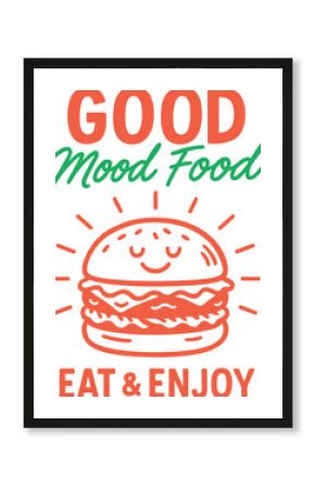Burger with lettuce flat vector bright colors