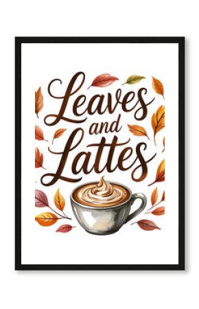 Autumn leaves and coffee drink latte