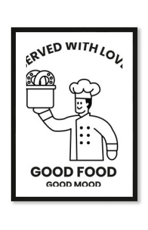 A chef is holding a basket of food and smiling