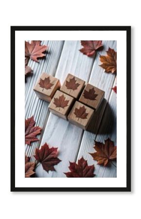 Wooden Block Letters with Maple Leaves