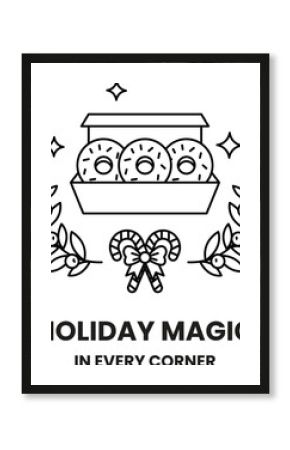 A box of donuts with a wreath and a bow on it