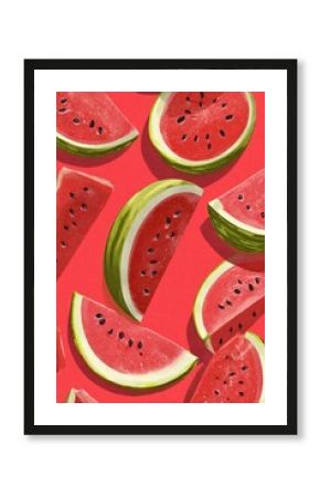 National Watermelon Day Celebration. Poster Design with Watermelon Slices for Summer Party