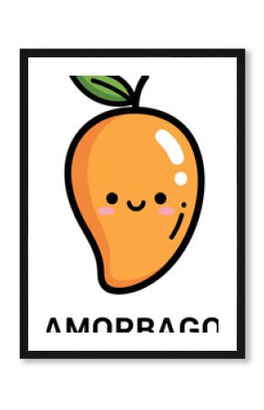 Cute Kawaii Mango Character with Amorbago Text