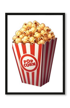 A box of popcorn, cartoon, on transparent background