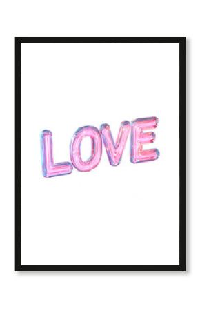 neon word "love" on white background