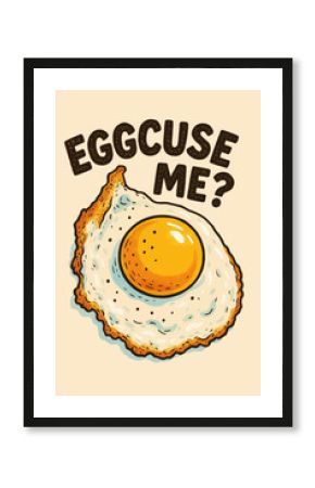 Cartoon Fried Egg with Funny Puns and Illustration Design