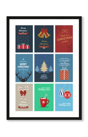 Set of Christmas and Happy New Year Cards 