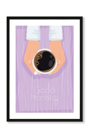 good morning lettering postcard