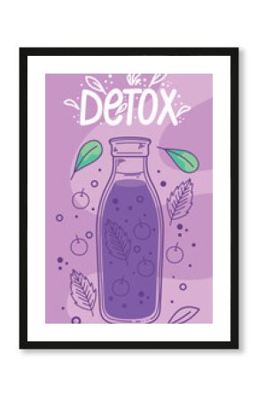 detox lettering and blueberries juice