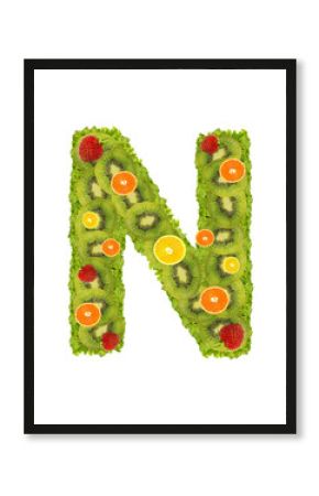 Alphabet from fruit isolated on a white background - N