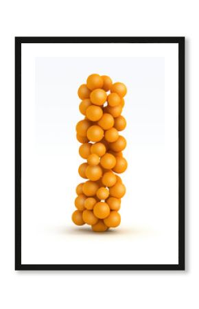 Letter I, font of orange citrus, white background