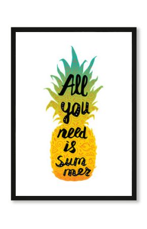 Hand drawn pineapple and lettering