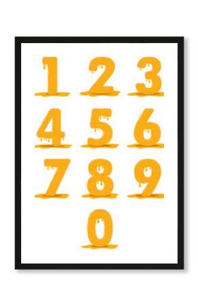 Honey numbers. Vector honey figurines. 