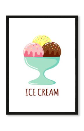 cute ice cream cartoon flat icon design