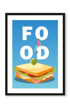 sandwich with olive and man on food lettering