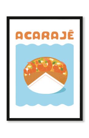 Flat acarajé illustration. Brazilian fried shrimp snack vector