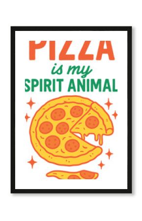 Pizza with pepperoni flat vector bright colors
