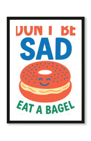 Bagel with cream cheese cartoon flat vector bright colors
