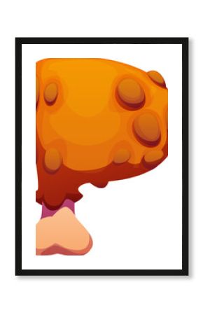 Fast food chicken drumstick meal alphabet font letter P. Takeaway meal font letter, fastfood cafe snack vector typeset element. Street appetizer English kids ABC symbol or fast food alphabet symbol