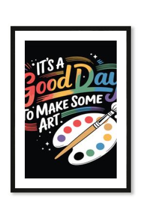 Colorful lettering with art supplies painting brush