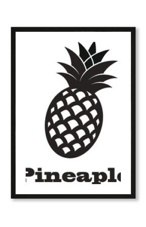 Black pineapple fruit with text tropical food