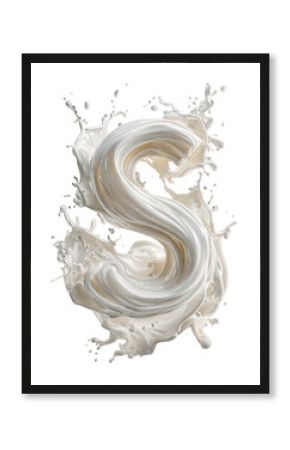 Creamy letter S in milk splash