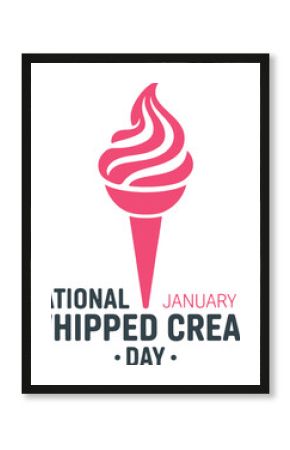National Whipped Cream Day January 5th Logo with Pink Swirl and Text dessert sweet